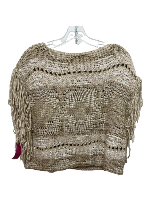 Denim & Supply Size M Beige Cotton Blend Crochet Fringe Sleeveless Sweater Beige / M