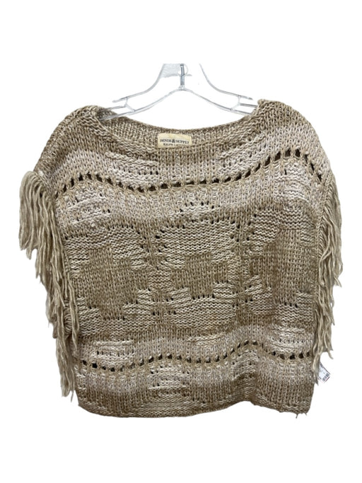 Denim & Supply Size M Beige Cotton Blend Crochet Fringe Sleeveless Sweater Beige / M