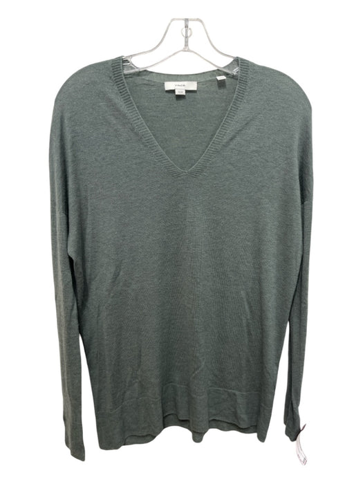 Vince Size XS Sage green Wool Blend Thin Knit V Neck Ribbed Trim Long Sleeve Top Sage green / XS