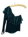 Misa Size S Green Viscose Velvet Pop Over One Shoulder Long Sleeve Top Green / S