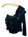 Misa Size S Green Viscose Velvet Pop Over One Shoulder Long Sleeve Top Green / S