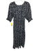 Apiece Apart Size XS Navy Blue & Beige Cotton Abstract Floral Off Shoulder Dress Navy Blue & Beige / XS