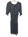 Apiece Apart Size XS Navy Blue & Beige Cotton Abstract Floral Off Shoulder Dress Navy Blue & Beige / XS