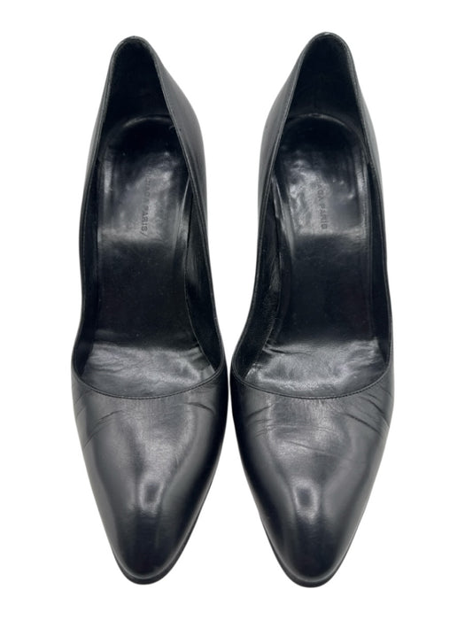 Balenciaga Paris Shoe Size 38.5 Black Leather Upper Pointed Almond Toe Pumps Black / 38.5