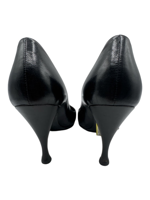 Balenciaga Paris Shoe Size 38.5 Black Leather Upper Pointed Almond Toe Pumps Black / 38.5