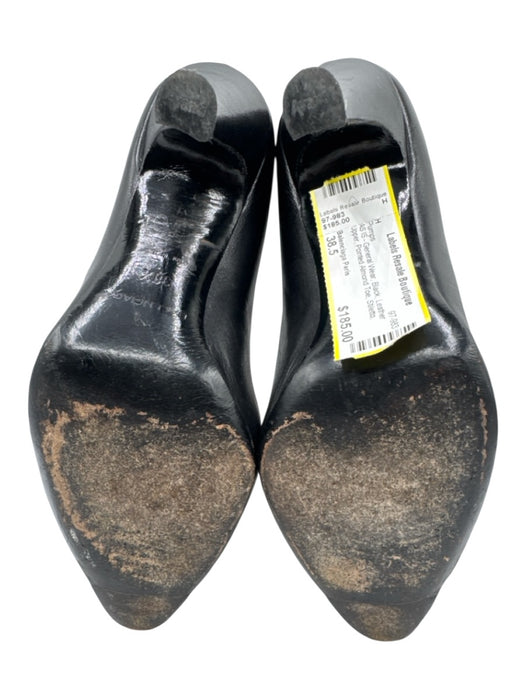 Balenciaga Paris Shoe Size 38.5 Black Leather Upper Pointed Almond Toe Pumps Black / 38.5