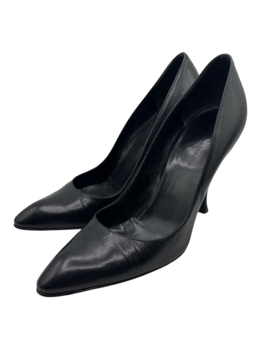 Balenciaga Paris Shoe Size 38.5 Black Leather Upper Pointed Almond Toe Pumps Black / 38.5