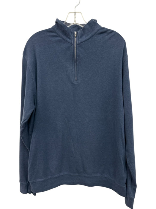 Peter Millar Size L Navy Blue Cotton Solid Quarter Zip Men's Sweater Navy Blue / L