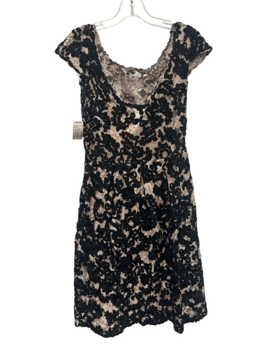 Yoana Baraschi Size 4 Black Nylon Lace Boat Neck Cap Sleeve Slip Inc. Dress Black / 4