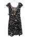 Yoana Baraschi Size 4 Black Nylon Lace Boat Neck Cap Sleeve Slip Inc. Dress Black / 4