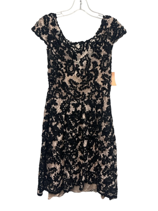 Yoana Baraschi Size 4 Black Nylon Lace Boat Neck Cap Sleeve Slip Inc. Dress Black / 4