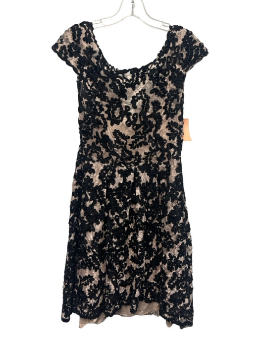 Yoana Baraschi Size 4 Black Nylon Lace Boat Neck Cap Sleeve Slip Inc. Dress Black / 4