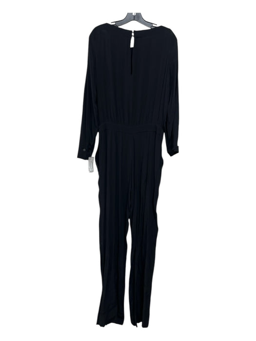 Diane Von Furstenberg Size 6 Black Rayon Boat Neck Back Keyhole Jumpsuit Black / 6