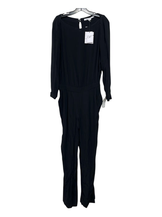 Diane Von Furstenberg Size 6 Black Rayon Boat Neck Back Keyhole Jumpsuit Black / 6