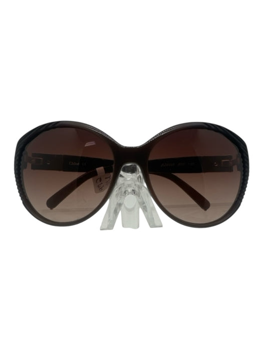 Chloe Brown Acetate Gold Hardware Cat Eye Ridges Sunglasses Brown