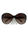 Chloe Brown Acetate Gold Hardware Cat Eye Ridges Sunglasses Brown