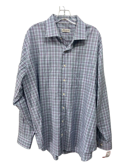 Peter Millar Size XXL Light Blue & Multi Color Cotton Plaid Long Sleeve Shirt XXL