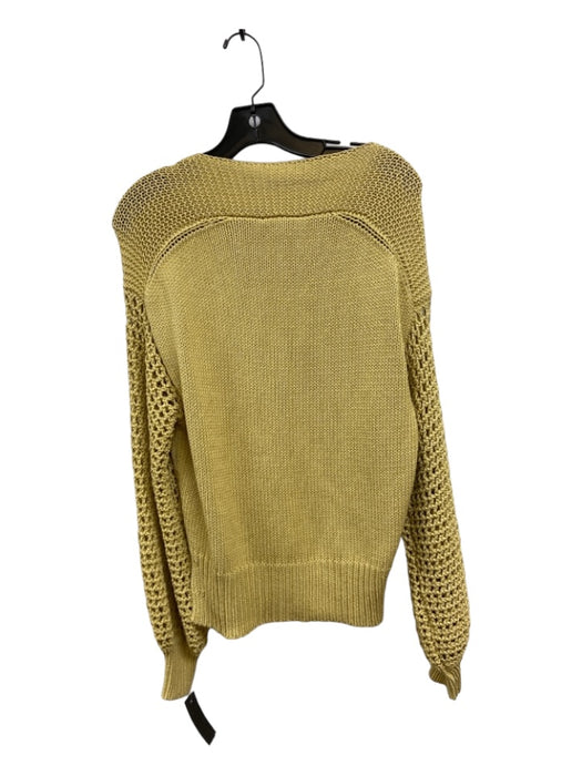 Agnona Size Small Yellow Silk Blend Knit Long Sleeve Boat Neck Sweater Yellow / Small