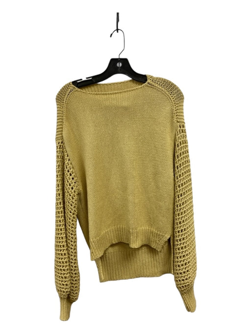 Agnona Size Small Yellow Silk Blend Knit Long Sleeve Boat Neck Sweater Yellow / Small