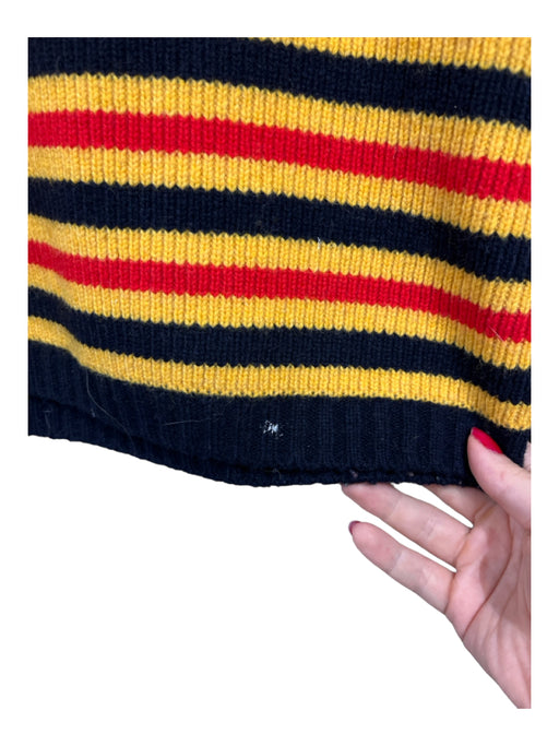 Victoria Beckham Size Small Black, Red & Yellow Wool Striped Crew Neck Sweater Black, Red & Yellow / Small