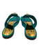 Valentino Shoe Size 38 Blue & Gold Thai Silk Stud Detail Open Heel Sandals Blue & Gold / 38