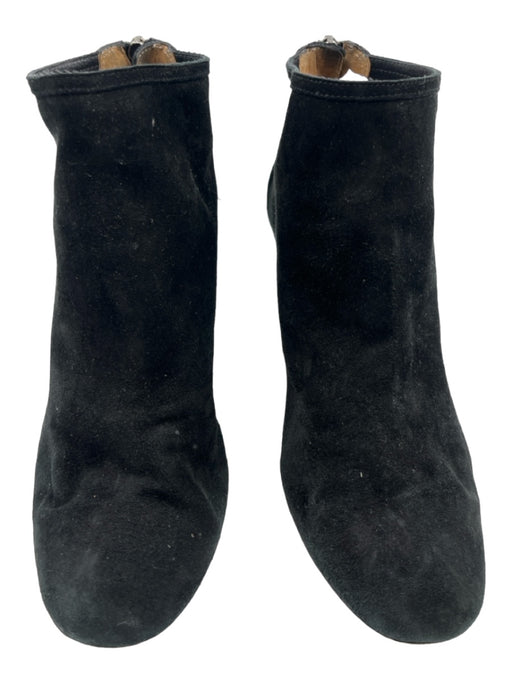 Aquazzura Shoe Size 37.5 Black Suede Below the ankle Back Zip Almond Toe Booties Black / 37.5