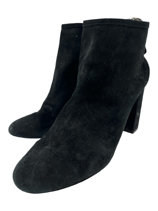 Aquazzura Shoe Size 37.5 Black Suede Below the ankle Back Zip Almond Toe Booties Black / 37.5