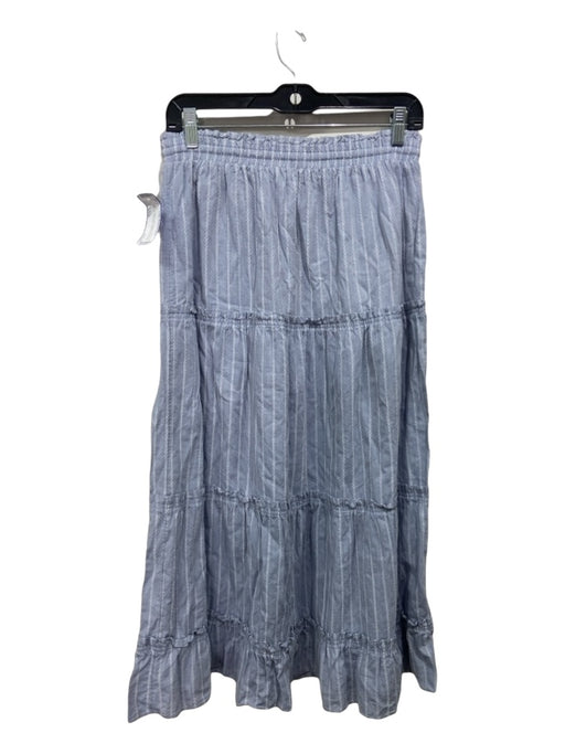 Madewell Size Small Blue & White Cotton Elastic Drawstring Waist Tiered Skirt Blue & White / Small