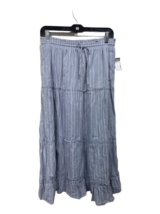 Madewell Size Small Blue & White Cotton Elastic Drawstring Waist Tiered Skirt Blue & White / Small