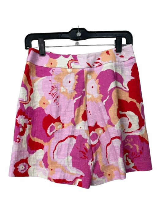 La Double J Size S Pink, Orange & White Cotton Blend High Rise Floral Shorts Pink, Orange & White / S