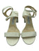 Jimmy Choo Shoe Size 37.5 Cream & Silver Leather Block Heel Grommets Pumps Cream & Silver / 37.5