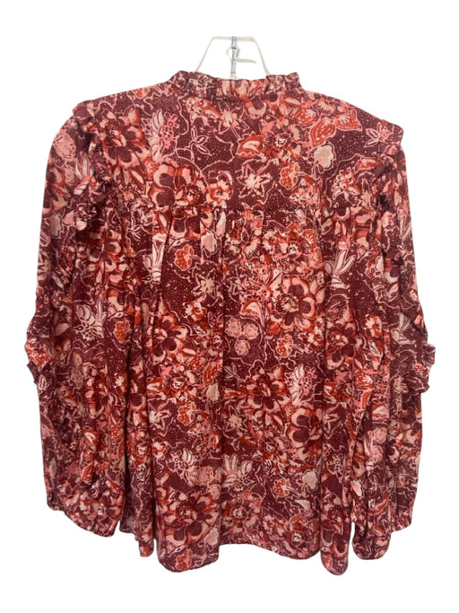 Ulla Johnson Size 6 Burgundy & Orange Cotton & Viscose Blend Floral Top Burgundy & Orange / 6