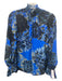 Kobi Halperin Size XS Blue, Gray, Black Silk Smocked Neck Abstract Top Blue, Gray, Black / XS