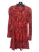 Ulla Johnson Size 2 Red & Burgundy Cotton & Rayon Knee Length Long Sleeve Dress Red & Burgundy / 2