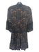 Kobi Halperin Size XS Black & Brown Silk Animal Print Smocked Neck Dress Black & Brown / XS