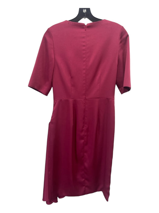 Theia Size 4 Raspberry Pink Polyester Short Sleeve ruched shoulder Draped Dress Raspberry Pink / 4