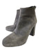 Prada Shoe Size 37.5 Gray Suede Block Heel Almond Toe Zip Back Booties Gray / 37.5