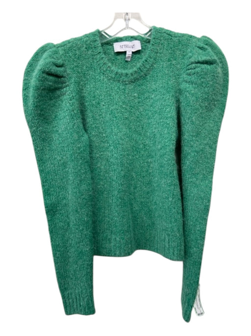 Derek Lam 10 Crosby Size S Green Wool Blend Crew Neck Puff Shoulder Sweater Green / S