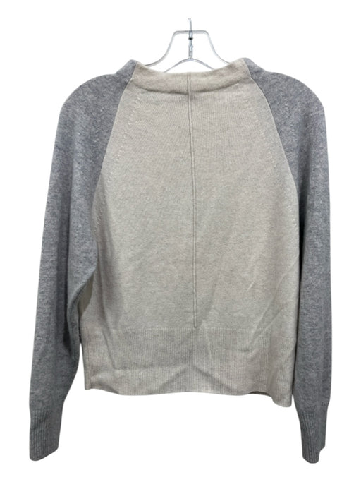 Vince Size XS Cream & Gray Wool Blend High Neck Raglan Inverted Seams Sweater Cream & Gray / XS