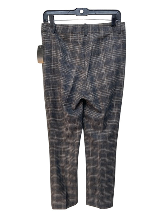 Theory Size 4 Gray Print Virgin Wool High Rise Plaid Straight Pants Gray Print / 4