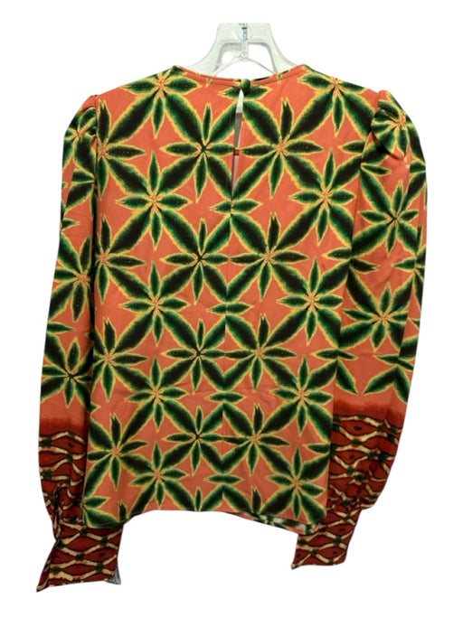 Ulla Johnson Size 2 Green, Orange, Yellow Viscose Long Sleeve Button Cuff Top Green, Orange, Yellow / 2