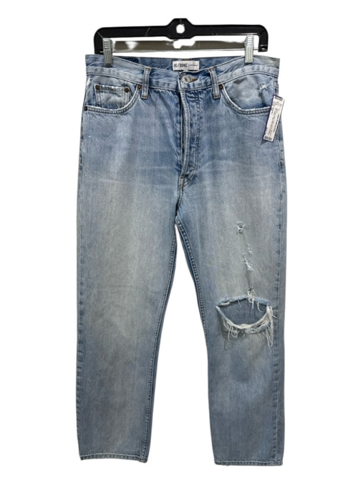RE/DONE Size 29 Med Light Wash Cotton Denim Button Fly Ripped High Rise Jeans Med Light Wash / 29