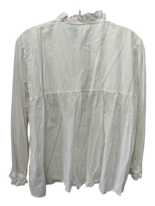 Nili Lotan Size M White Cotton Long Sleeve Eyelet collar Button Up Top White / M
