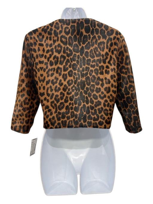 Susan Bender Size 6 Brown & Black Leather Calf Hair Leopard Print Crop Jacket Brown & Black / 6