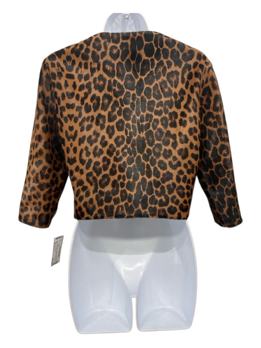 Susan Bender Size 6 Brown & Black Leather Calf Hair Leopard Print Crop Jacket Brown & Black / 6