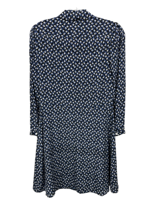 Veronica Beard Size 2 Blue, black, & white Silk Button Down Collar Dress Blue, black, & white / 2