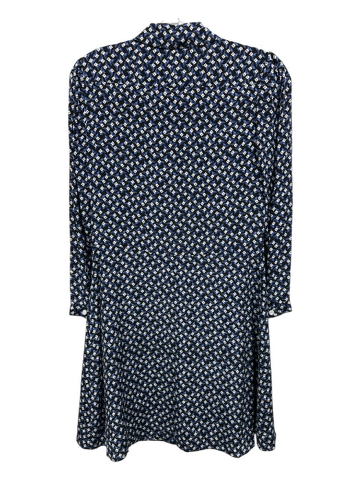 Veronica Beard Size 2 Blue, black, & white Silk Button Down Collar Dress Blue, black, & white / 2