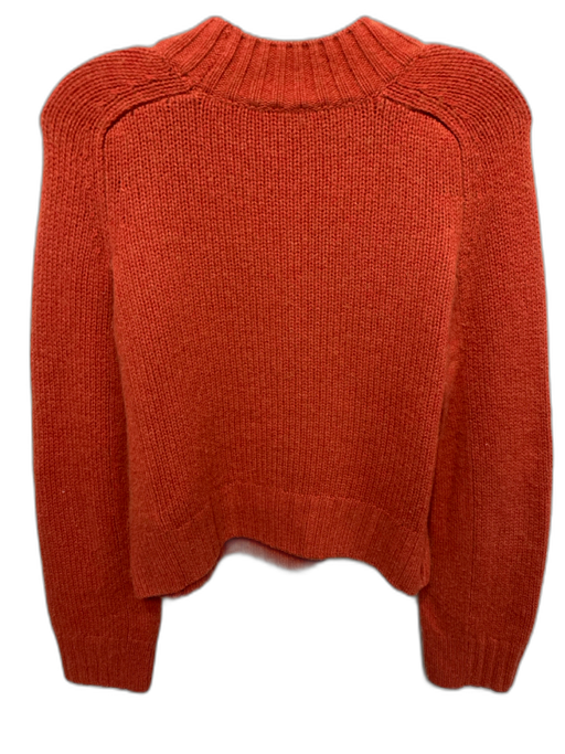 Vince Size M Rust Orange Cashmere Knit Ribbed Hem Cropped Pullover Sweater Rust Orange / M