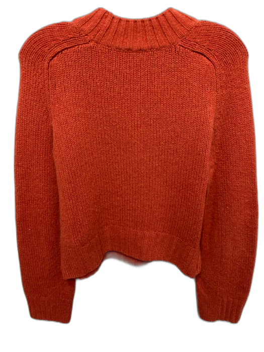 Vince Size M Rust Orange Cashmere Knit Ribbed Hem Cropped Pullover Sweater Rust Orange / M