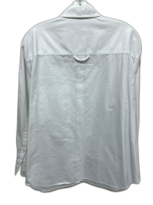 AYR Size M White Cotton Long Sleeve Button Up Collared Top White / M